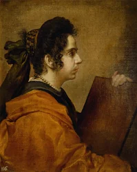 Porträttet antas vara Juana Pacheco som sibylla